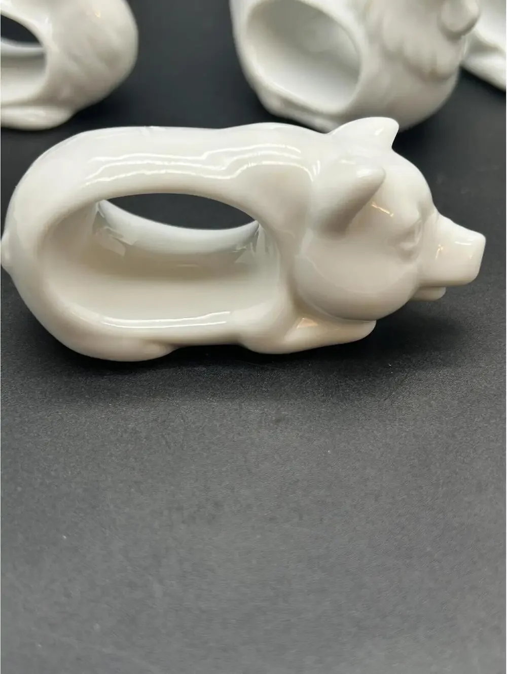 Vintage white porcelain animal themed napkin rings